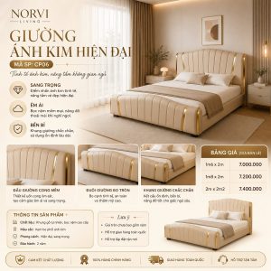 Giường Ánh Kim Hiện Đại - NORVI Living