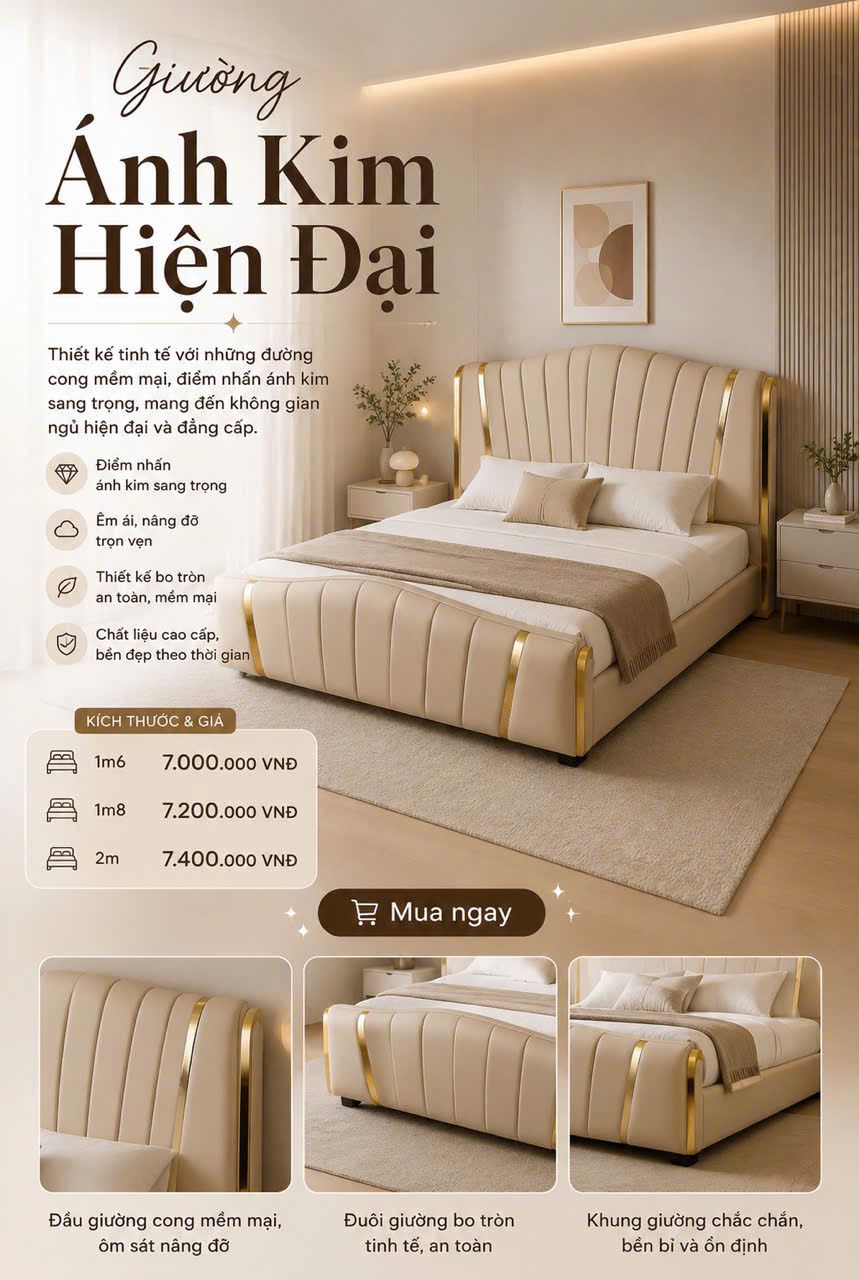 Giường Ánh Kim Hiện Đại - Image 6