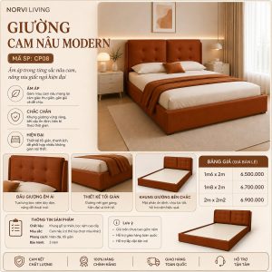 Giường Nâu Cam Modern - NORVI Living