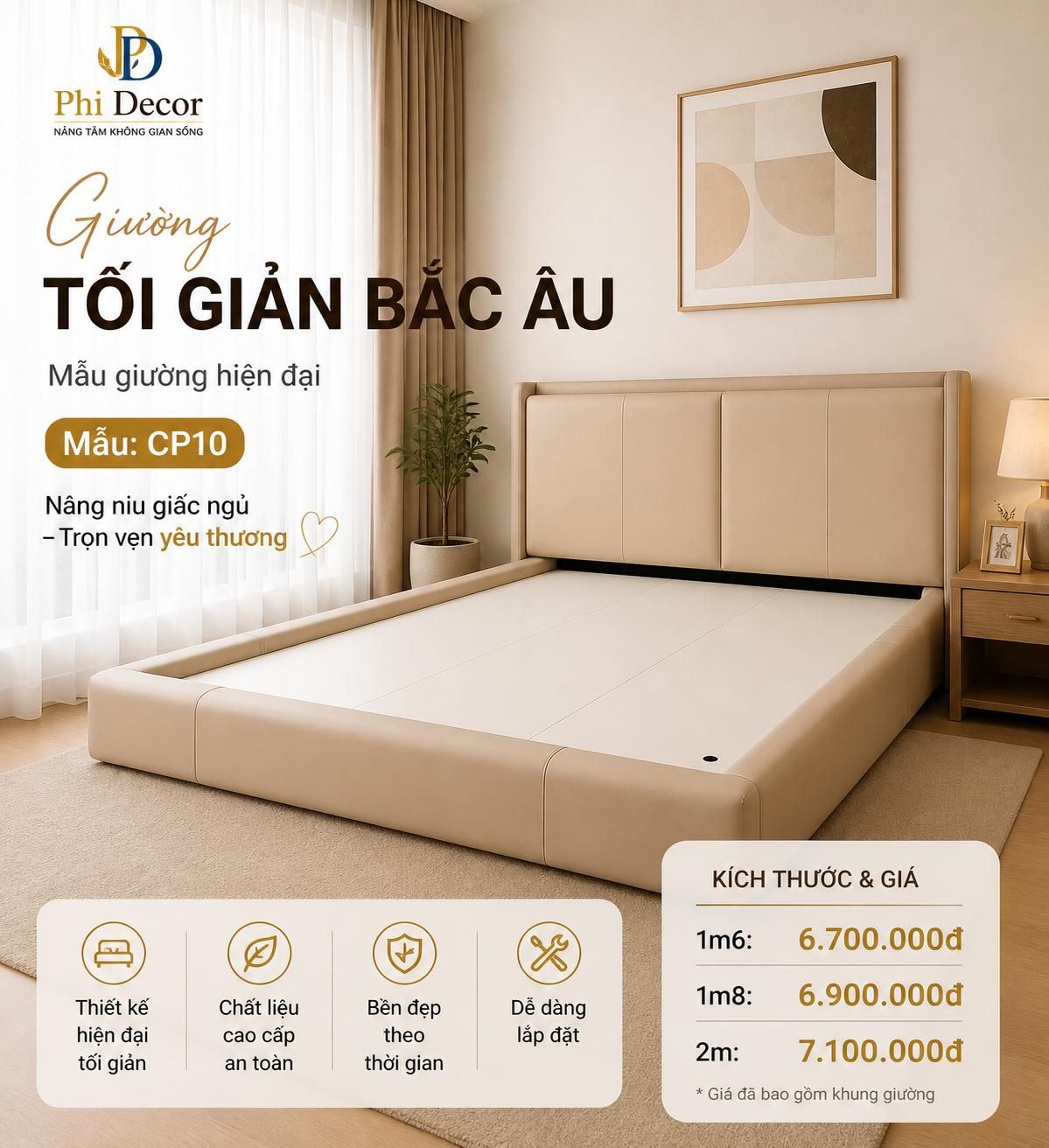 Giường Tối Giản Bắc Âu - Image 11