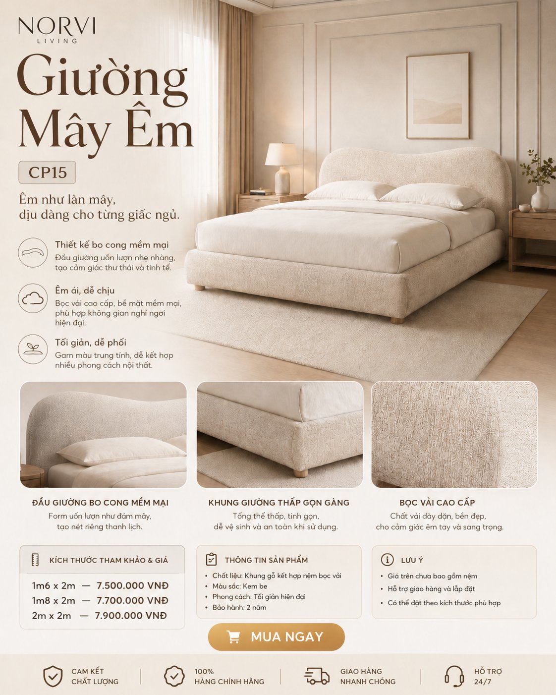 Giường Mây Êm - NORVI Living
