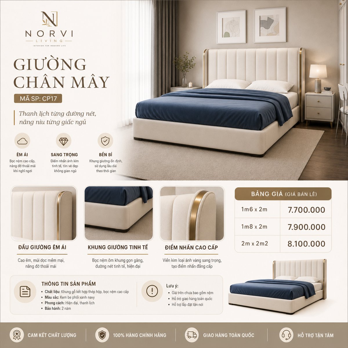 Giường Chân Mây - NORVI Living
