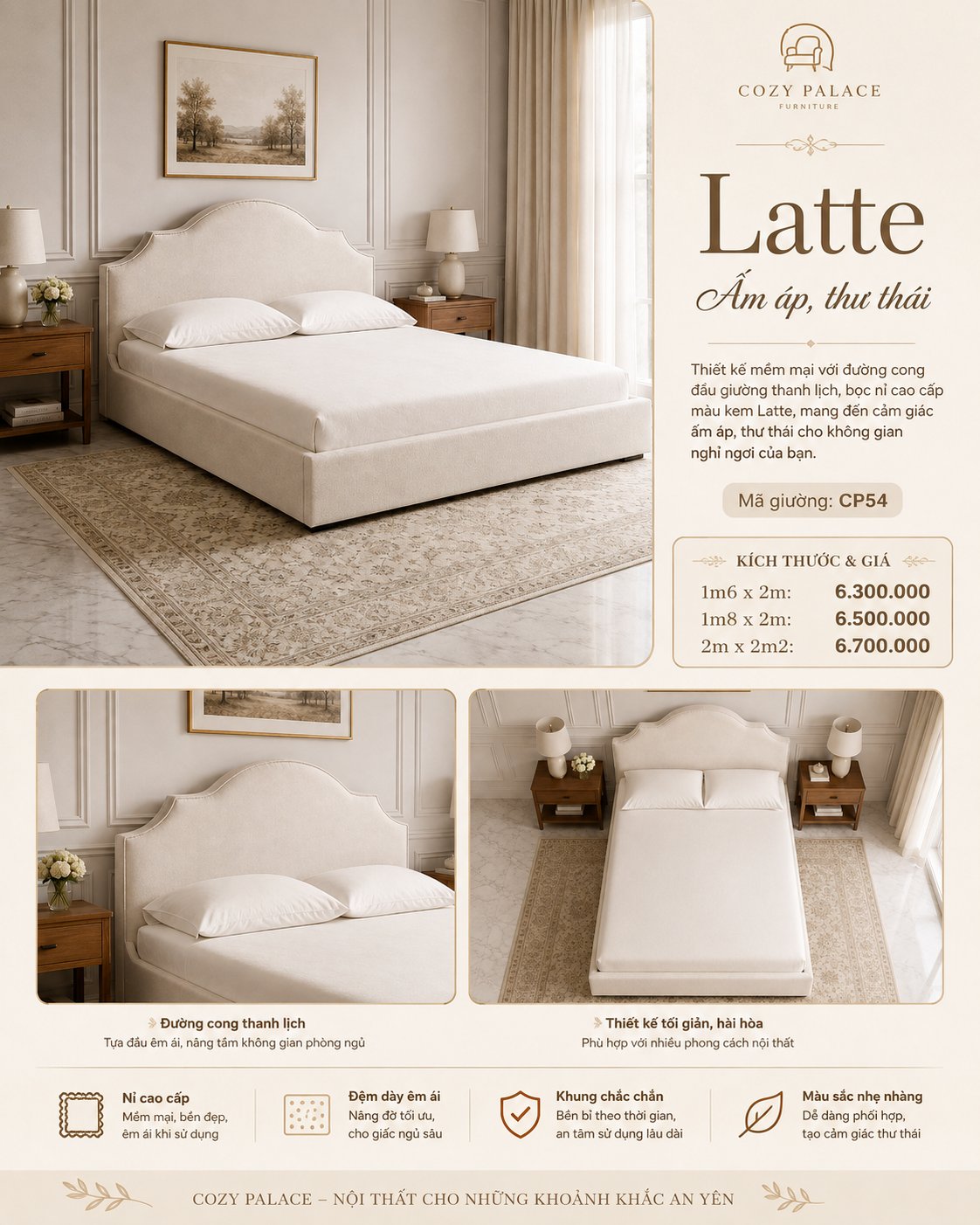 Giường Latte - NORVI Living
